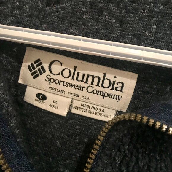 90s Vintage Columbia Quarter zip Sweater Blue size Large Made in USA Heavyweight - Picture 7 of 11